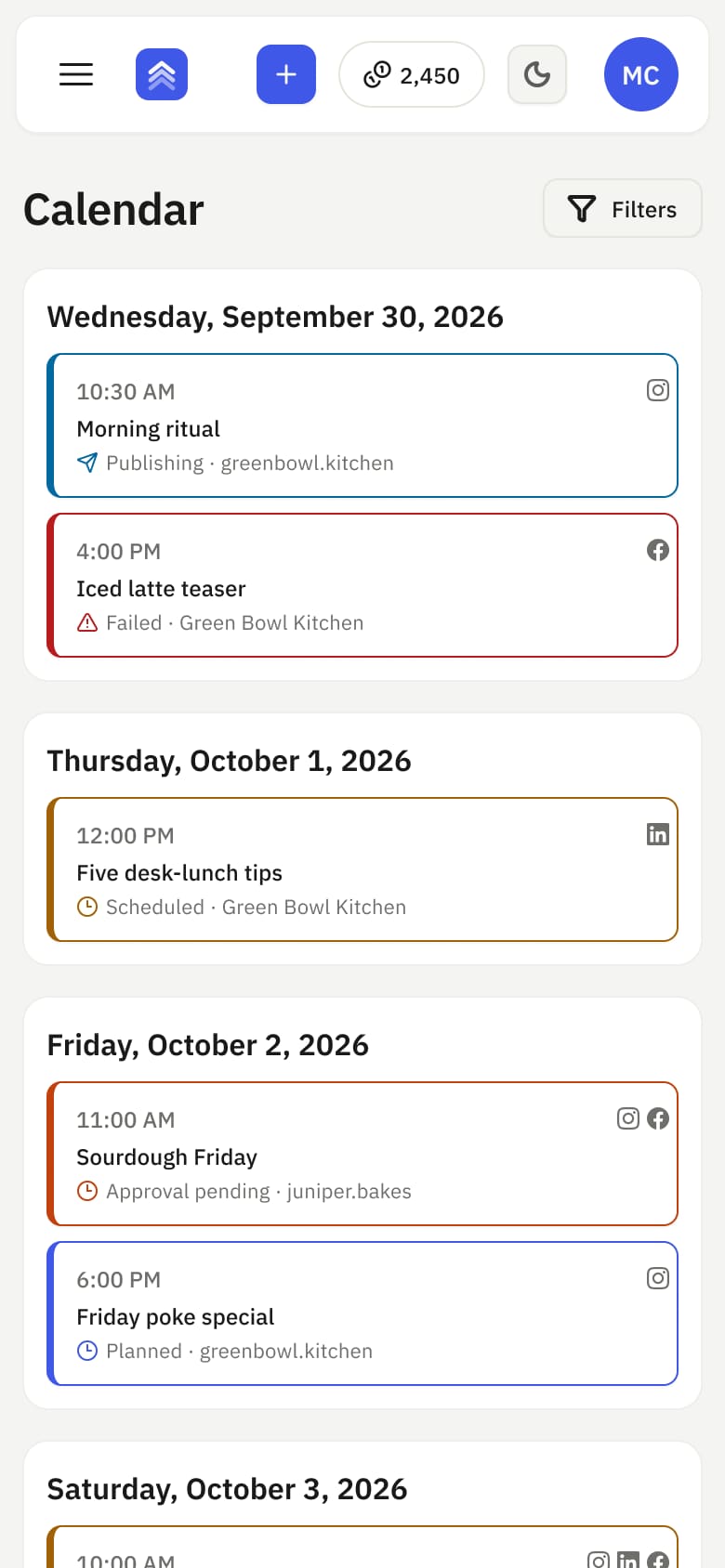 Every network. One calendar.