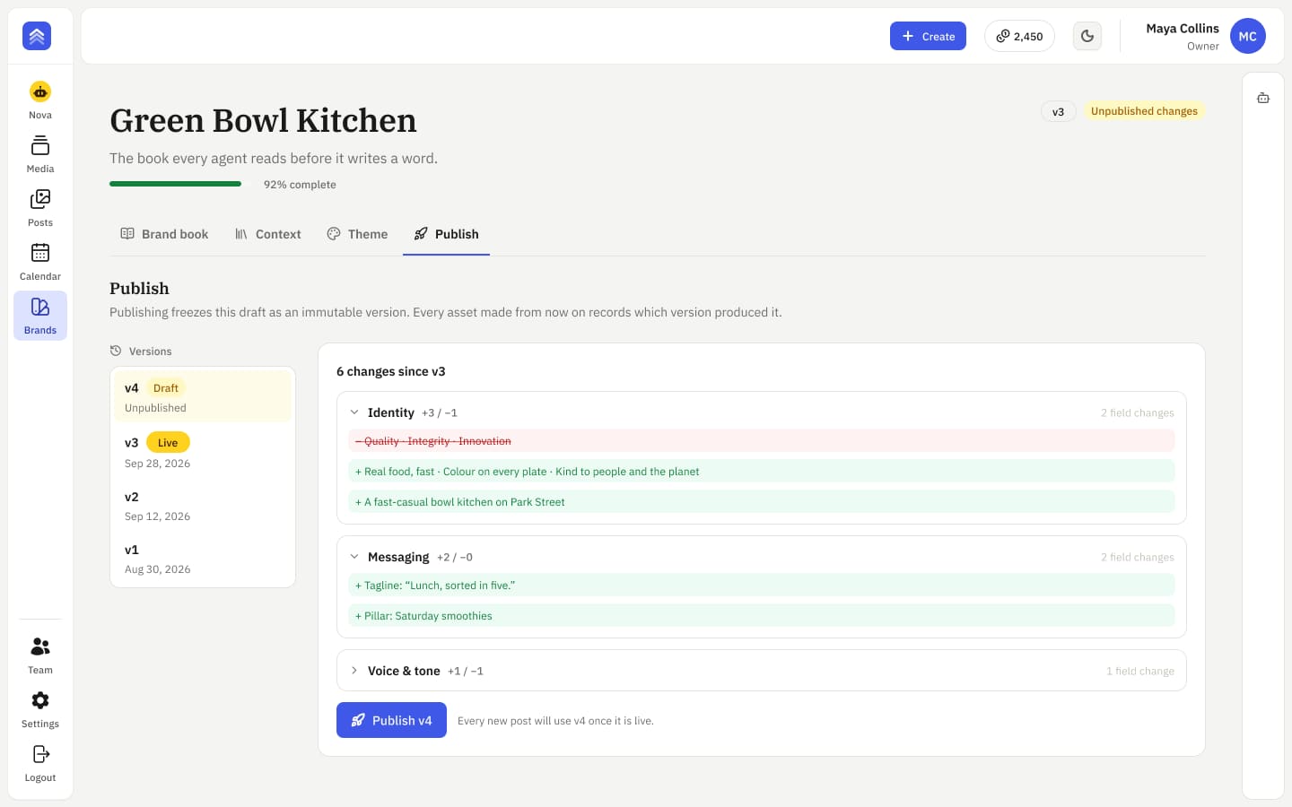 Approve: Every change is a diff. Accept, reject, done.