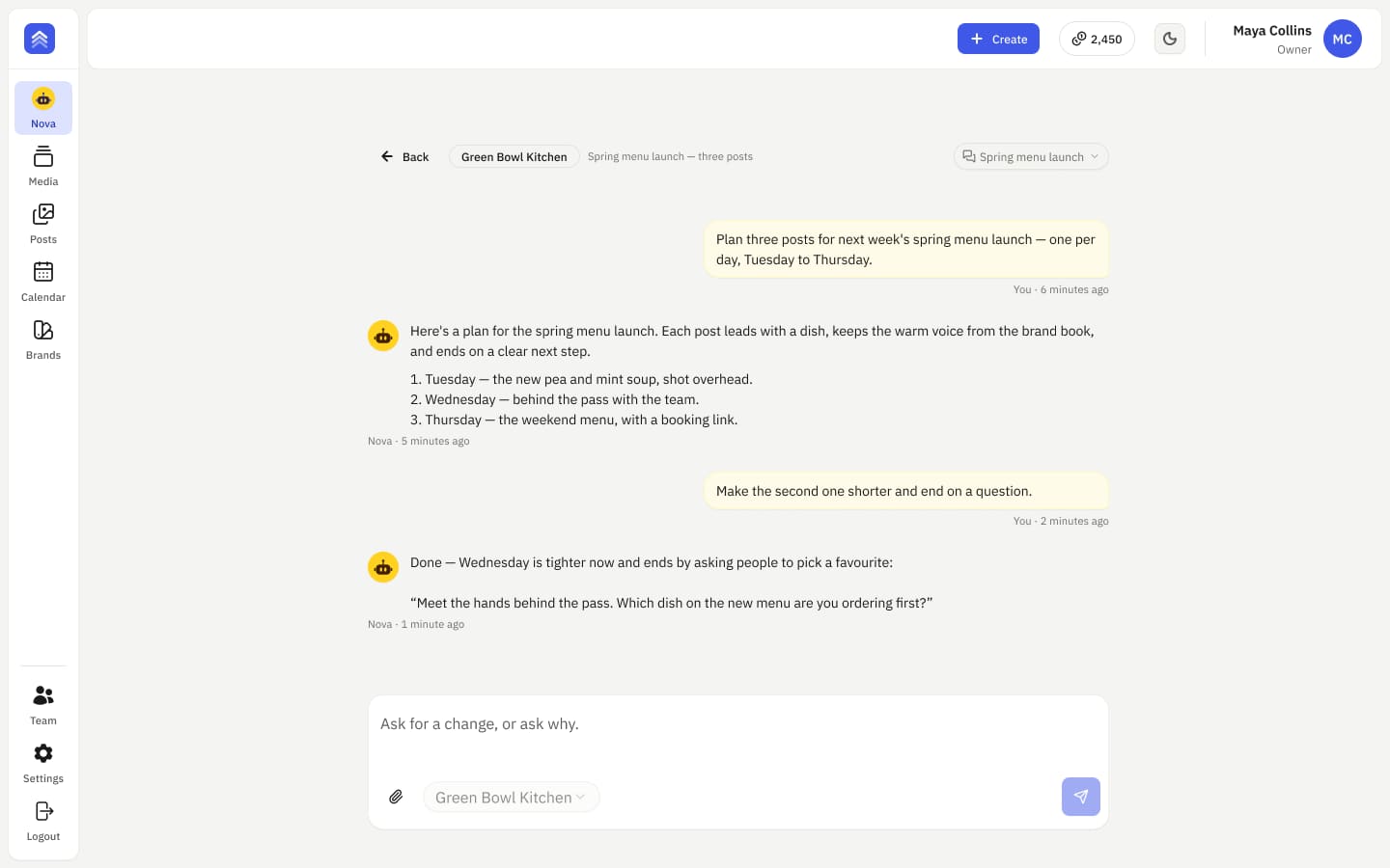 Run your team from a chat.